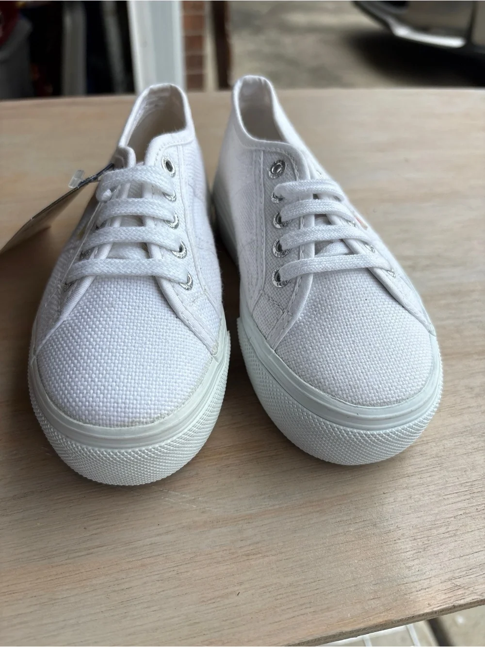 Superga White Canvas Kids Lace-Up Sneakers
